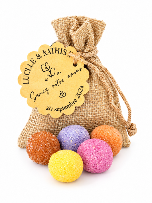 Sac en jute 5 bombes de graines (lot x3)