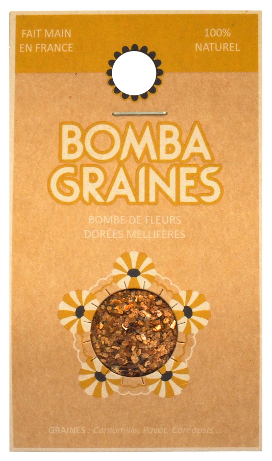 BOMBADISCO - Bombe de graines aux fleurs jaunes orangées