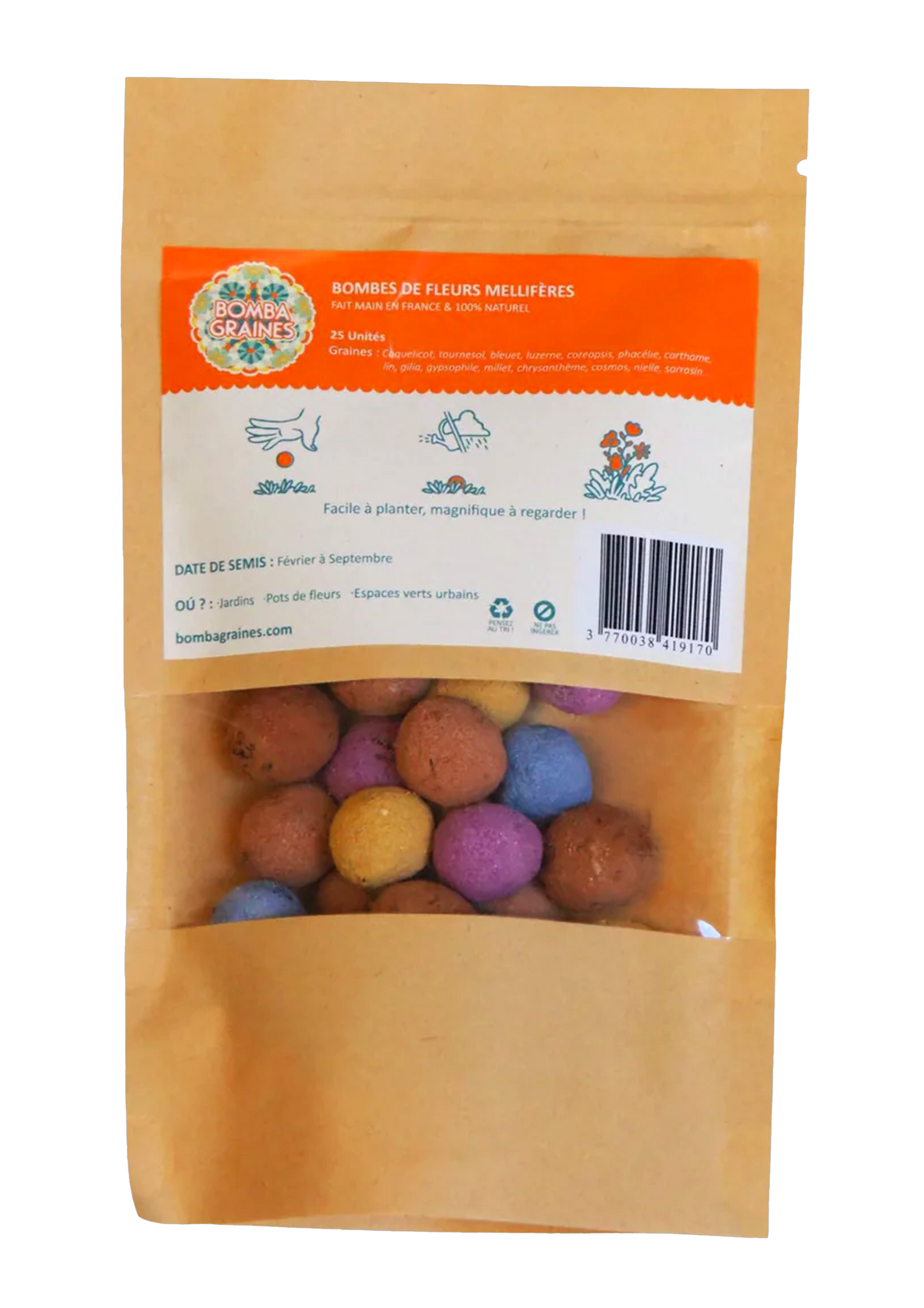 BOMBABABEILLE x25 - Bombes de graines aux fleurs multicolores